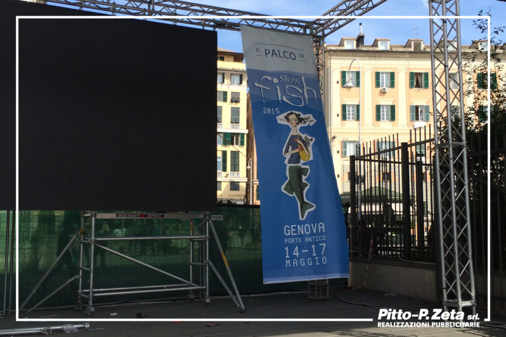 Allestimento Slow Fish 2017: stendardi.