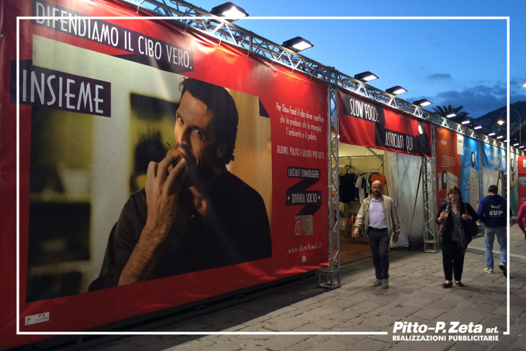 Allestimento Slow Fish 2017: stendardi.